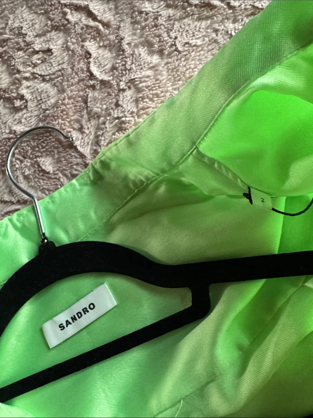Sandro Neon Green Elastic Waist Shorts Set